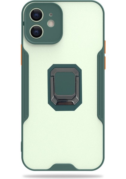 Apple iPhone 12 Uyumlu Platin Yüzüklü Arka Koruma Kılıf