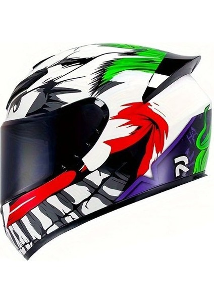 Unisex Yetişkin Motosiklet Kaskı Retro Tam Yüz Kapalı Kask (Yurt Dışından)
