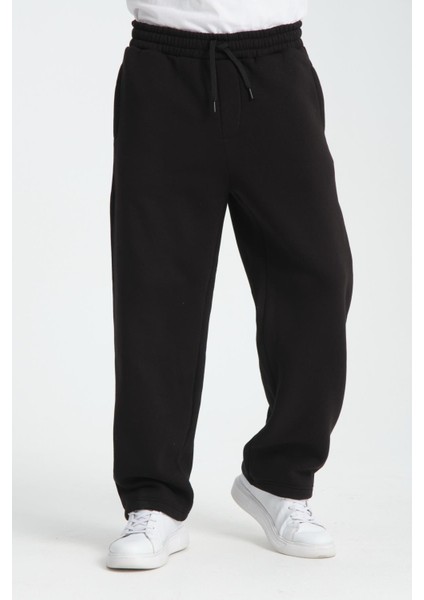 Baggy Kalıp 3 İplik Şardonlu Erkek Eşofman Altı - Siyah modelleri