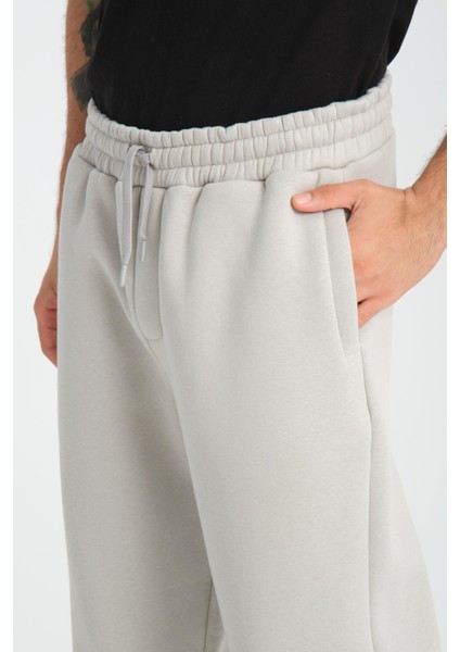 Baggy Kalıp 3 İplik Şardonlu Erkek Eşofman Altı - Açık Gri fiyatları