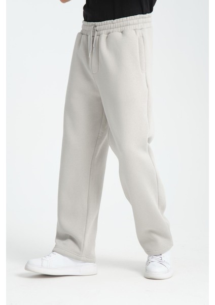 Baggy Kalıp 3 İplik Şardonlu Erkek Eşofman Altı - Açık Gri fırsatları