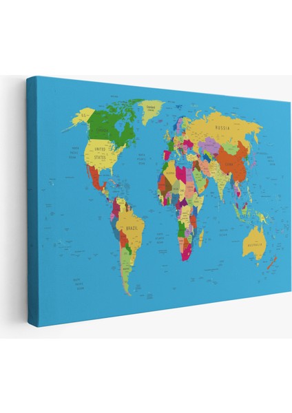 Dünya Haritası Detaylı Dekoratif Kanvas TABLO-1058