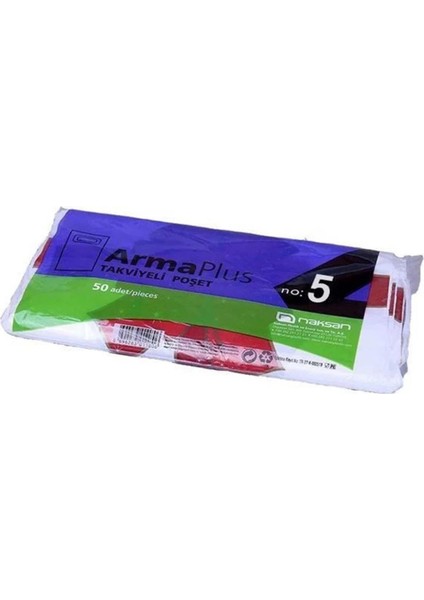 Armaplus Takviyeli Kalın Baskılı Beyaz Çanta Poşet Torba - 5 No - 50X60 Cm. - 50 Adetlik 3 Paket