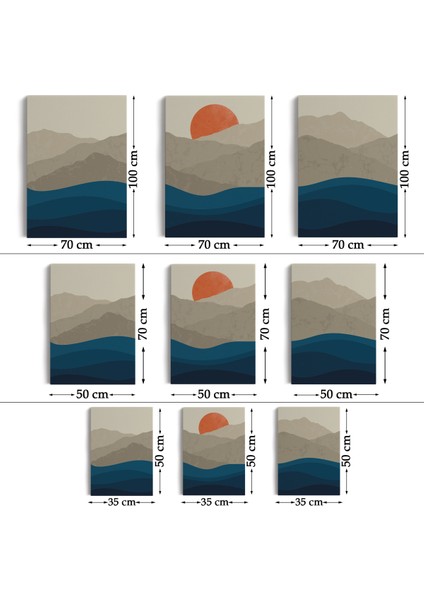 Dağ ve Deniz Temalı Dekoratif Duvar Tablosu Üçlü SET-101