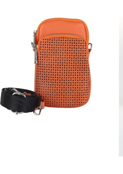 Turuncu Deri Unisex Telefon Çantası 01WBA7969 01WBA7969