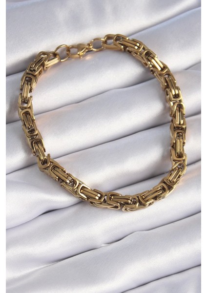 Muı Muı 316L Çelik Gold Renk Kral Zincir Model Erkek Bileklik