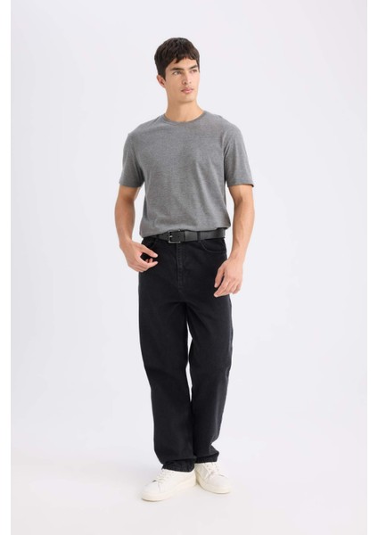 New Regular Fit Bisiklet Yaka Basic Düz Kısa Kollu Tişört E1091AXNS