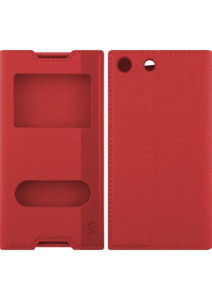 Sony Xperia M5 Uyumlu Pencereli Kapaklı Kılıf