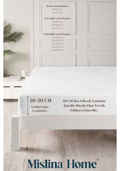 Wellsoft Sıvı Su Geçirmez Fitted Full Kenar Tek Çift Kişilik Yatak Koruyucu Sessiz Alez 180 x 200 cm