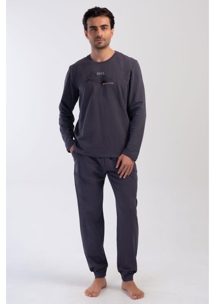 Erkek 2 İplik Uzun Kol Füme Pijama Takım C5T0N0O304