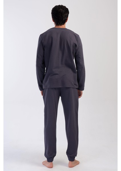 Erkek 2 İplik Uzun Kol Füme Pijama Takım C5T0N0O304 fırsatları