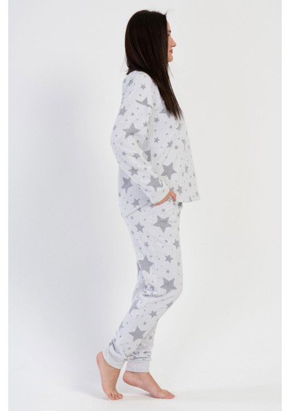 Kadın Büyük Beden Jakarlı Uzun Kol Gri Pijama Takım C3T3N0O204 modelleri