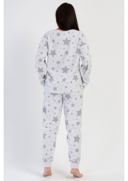 Kadın Büyük Beden Jakarlı Uzun Kol Gri Pijama Takım C3T3N0O204 fırsatları