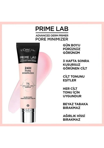 3 Adet Prime Lab 24H Gözenek Küçültücü Makyaj Bazı ve Rosıe modelleri