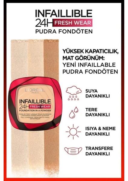 3 Adet Infaillible 24H Fresh Wear Pudra Fondöten 220 Sand ve Rosıe