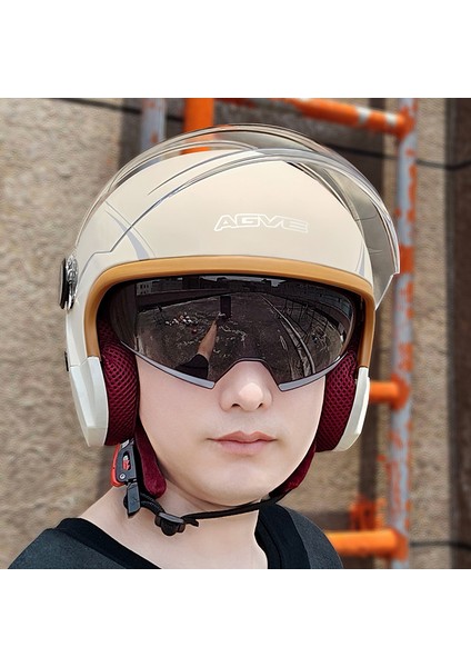 Agve Yetişkin Unisex Çift Lens Güneş Koruyuculu Motosiklet Kaskı (Yurt Dışından)