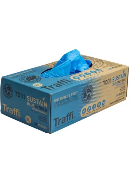 TD01 Karbon Nötr Dokunmatik Ekran Uyumlu/ Gıda Onaylı Biyoçözünür Nitril Eldiven 100'LÜ Kutu-Large fiyatları