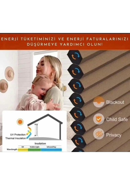 Honeycomb (Bal Peteği) Açık Gri Renk %100 Karartma ve Isı Yalıtımlı Plise Perde