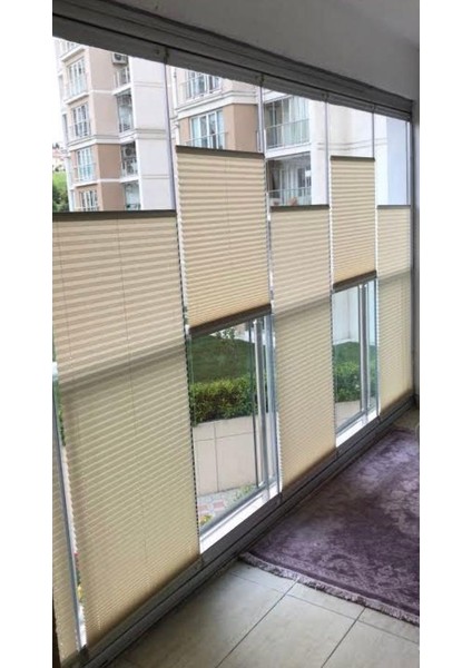 Katlanabilir Cam Balkon Perdesi Krem (Vidalı Veya Kancalı Montaj)