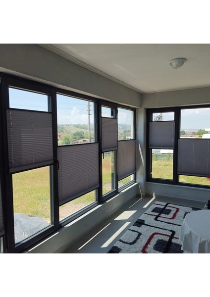 Katlanabilir Cam Balkon Perdesi Antrasit (Vidalı Veya Kancalı Montaj) modelleri