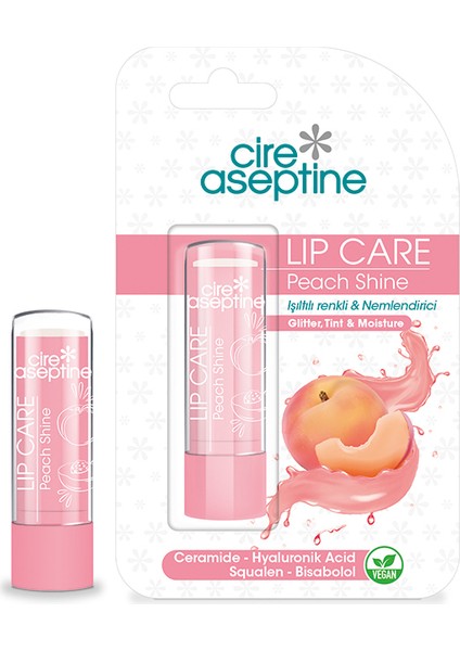 Cire Aseptine Lip Care Peach Shine Renkli Dudak Bakım Kremi 4,5 gr