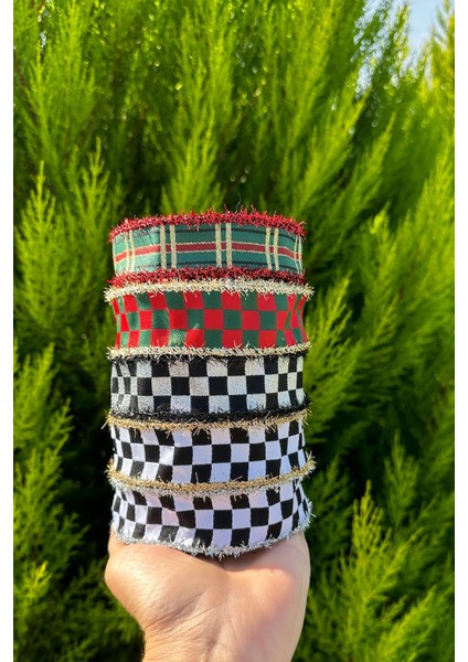 KURDELE Yılbaşı Dama Desen Kurdele Seti, Simli, Sim Saçaklı, Yeni Yıl, Hoşgeldin 2025 modelleri