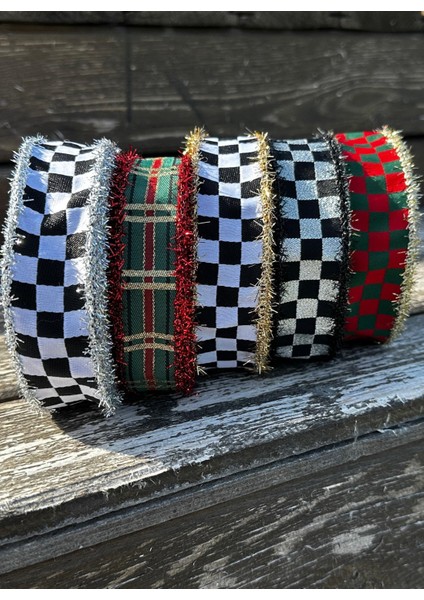 KURDELE Yılbaşı Dama Desen Kurdele Seti, Simli, Sim Saçaklı, Yeni Yıl, Hoşgeldin 2025 fırsatları