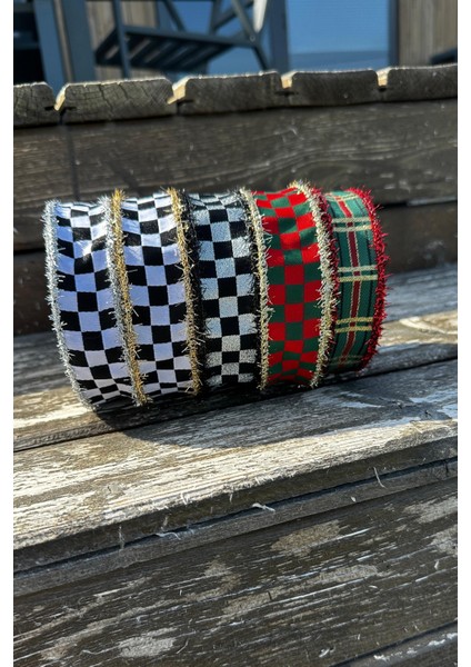 KURDELE Yılbaşı Dama Desen Kurdele Seti, Simli, Sim Saçaklı, Yeni Yıl, Hoşgeldin 2025 indirimleri