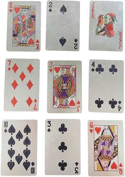 Silver Joker Iskambil Kağıdı Plastik Su Geçirmez Oyun Kağıdı CIN884SLV