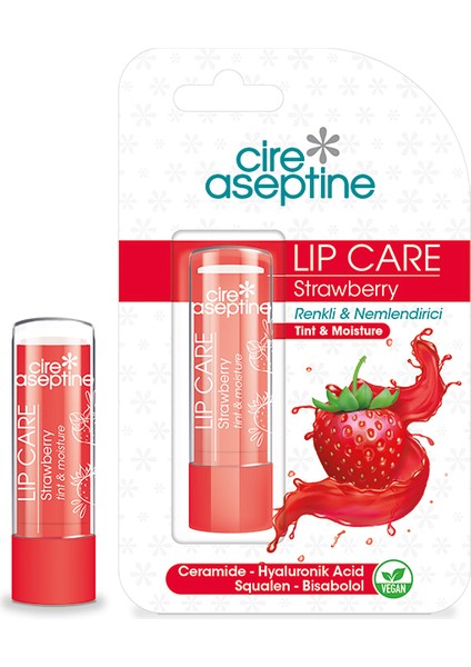 Cire Aseptine Lip Care Strawberry Renkli Dudak Bakım Kremi 4,5 gr