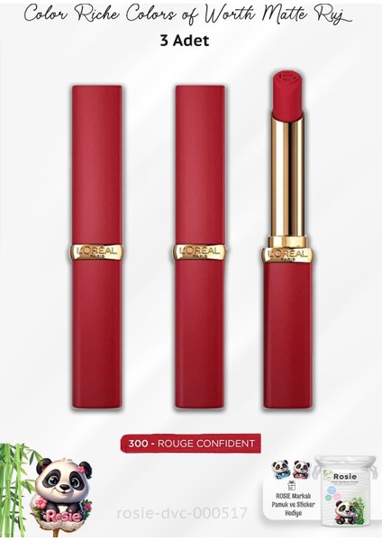 3 Adet Color Volume Matte Ruj - 300 Rouge Confident ve Rosıe