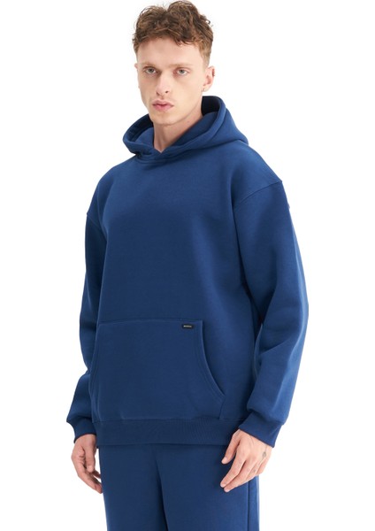 Erkek Oversize Şardonlu 3 İplik Kapüşonlu Sweatshirt, Kanguru Cepli İçi Yumuşak Tüylü modelleri