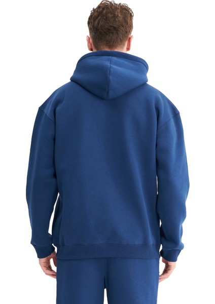 Erkek Oversize Şardonlu 3 İplik Kapüşonlu Sweatshirt, Kanguru Cepli İçi Yumuşak Tüylü fırsatları