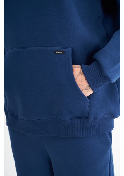 Erkek Oversize Şardonlu 3 İplik Kapüşonlu Sweatshirt, Kanguru Cepli İçi Yumuşak Tüylü indirimleri