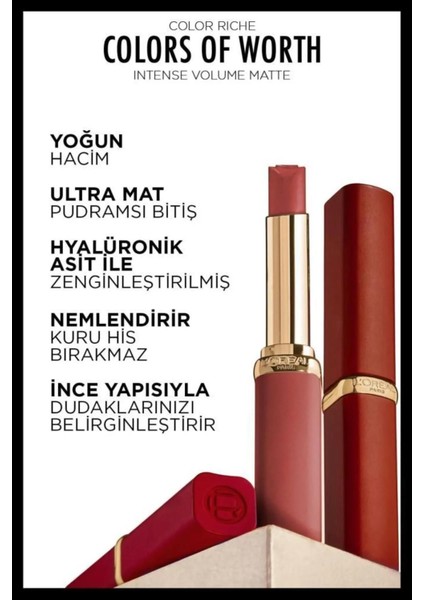 3 Adet Color Riche Colors Of Worth Matte Ruj - 100 Pink Worth It ve Rosıe
