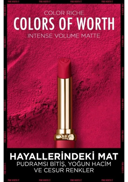 3 Adet Color Riche Colors Of Worth Matte Ruj - 100 Pink Worth It ve Rosıe