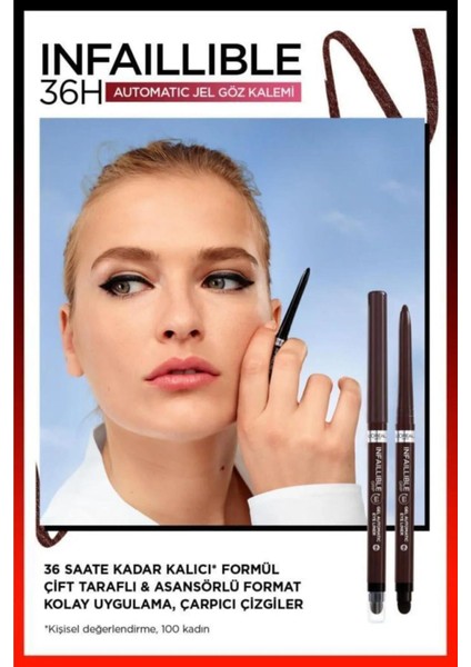 L'Oréal Paris Infaillible Automatic Jel Göz Kalemi Yoğun Kahverengi x 3 Adet ve Rosie