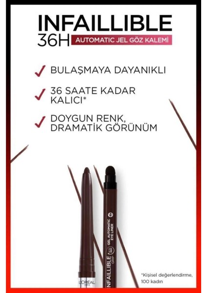 L'Oréal Paris Infaillible Automatic Jel Göz Kalemi Yoğun Kahverengi x 3 Adet ve Rosie