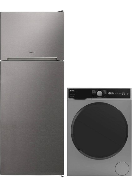 2'li Inoks Beyaz Eşya Seti (NF48011 x Buzdolabı + Cmı 108242 Çamaşır)