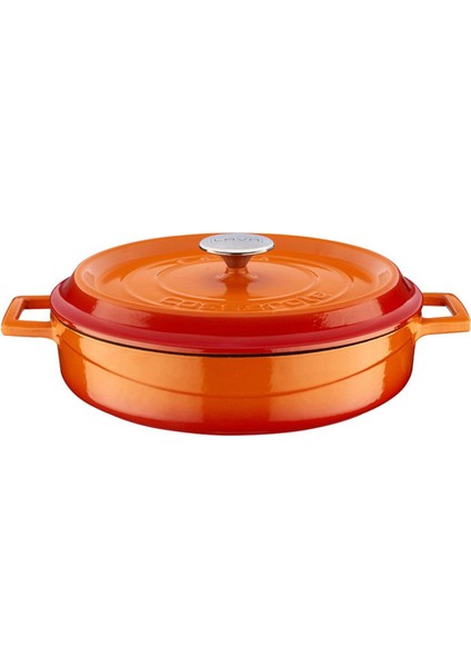 Döküm Çok Amaçlı Yayvan Tencere Çap(Ø)28 Cm. Trendy Serisi - Turuncu