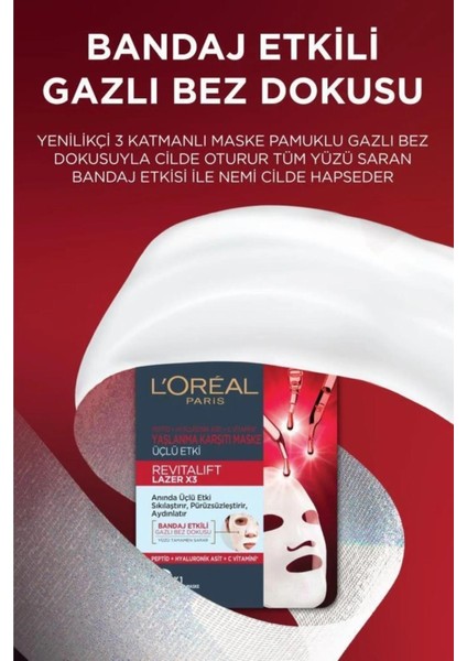 L'Oréal Paris 3 Adet Revitalift Lazer X3 Maske 28 gr ve Rosıe