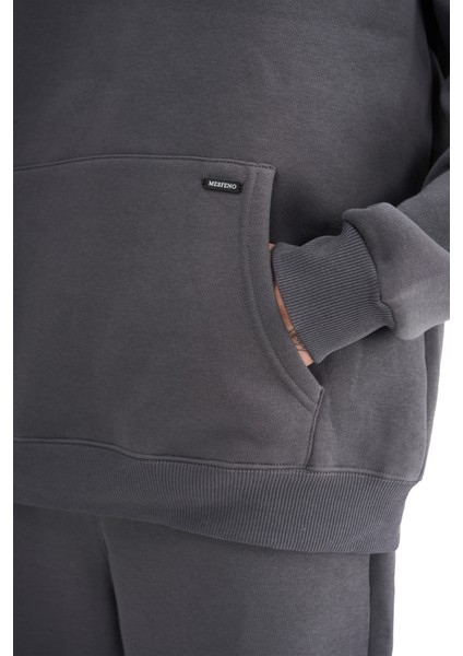 Erkek Oversize Şardonlu 3 İplik Kapüşonlu Sweatshirt, Kanguru Cepli İçi Yumuşak Tüylü indirimleri