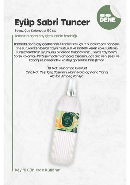 Beyaz Çay Kolonyası 150 ml 3 Adet ve Doğal Rosıe Pamuk 60'lı fiyatları