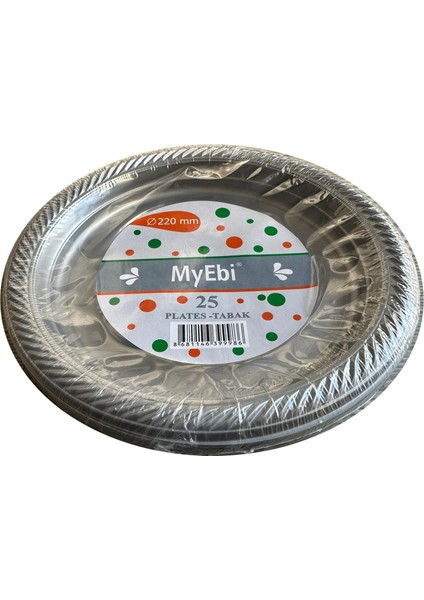 Kullan At Renkli Gri Parti Davet Plastik Tabak - 22 Cm. - 25 Adetlik Paket
