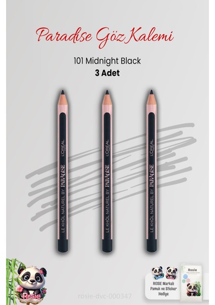 L'Oréal Paris Paradise Göz Kalemi 101 Midnight Black ve Rosie