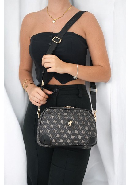 Silver & Polo Füme - Siyah SP1094 Kadın Çapraz Çanta