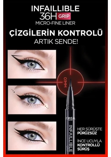 Infaillible - Siyah Eyeliner 01 - Obsidian x 3 Adet ve Rosie