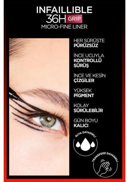 Infaillible - Siyah Eyeliner 01 - Obsidian x 3 Adet ve Rosie