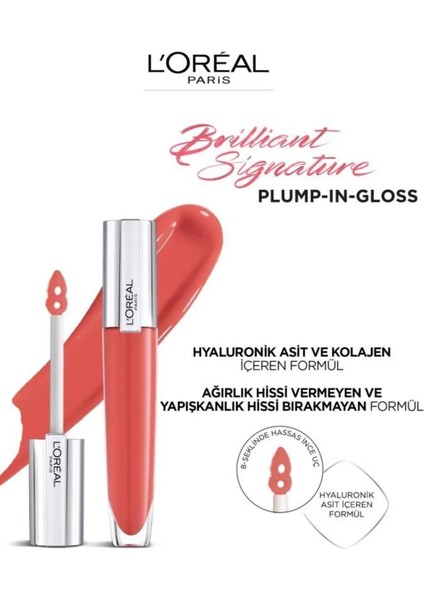 3 Adet Brilliant Signature Plump In Gloss Ruj 410 Inflate ve Rosıe