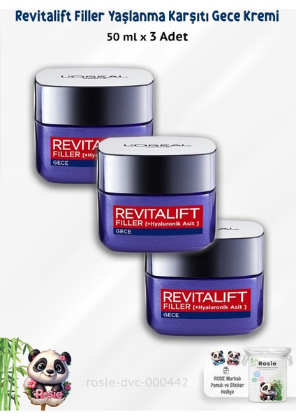 3 Adet Revitalift Filler Gece Kremi 50 ml ve Rosie